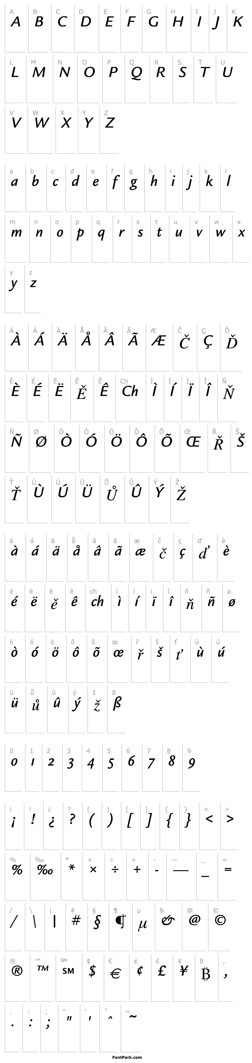 Overview LegacySansITCOS-MediumItalic