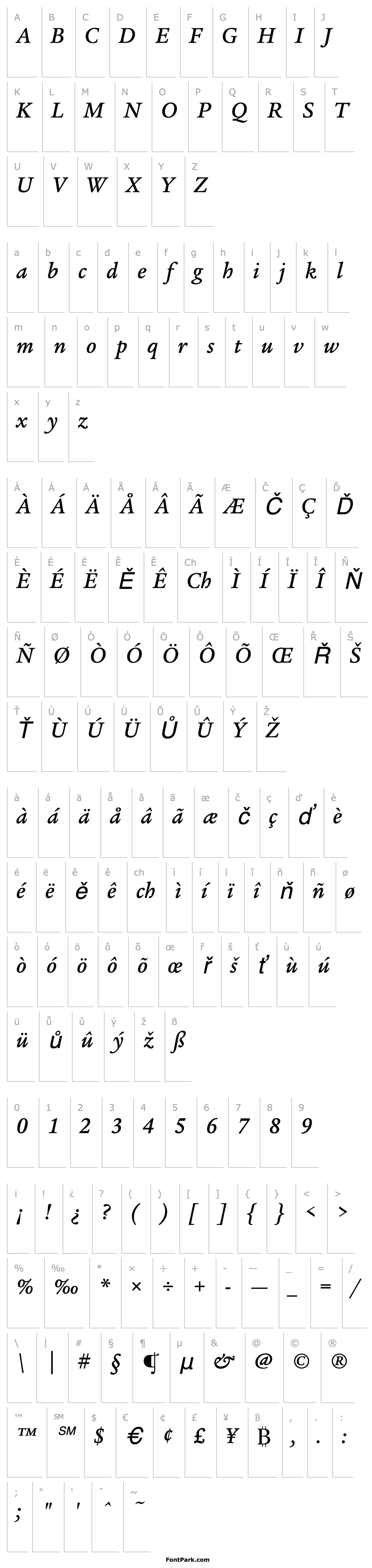 Přehled LegacySerif-MediumItalic