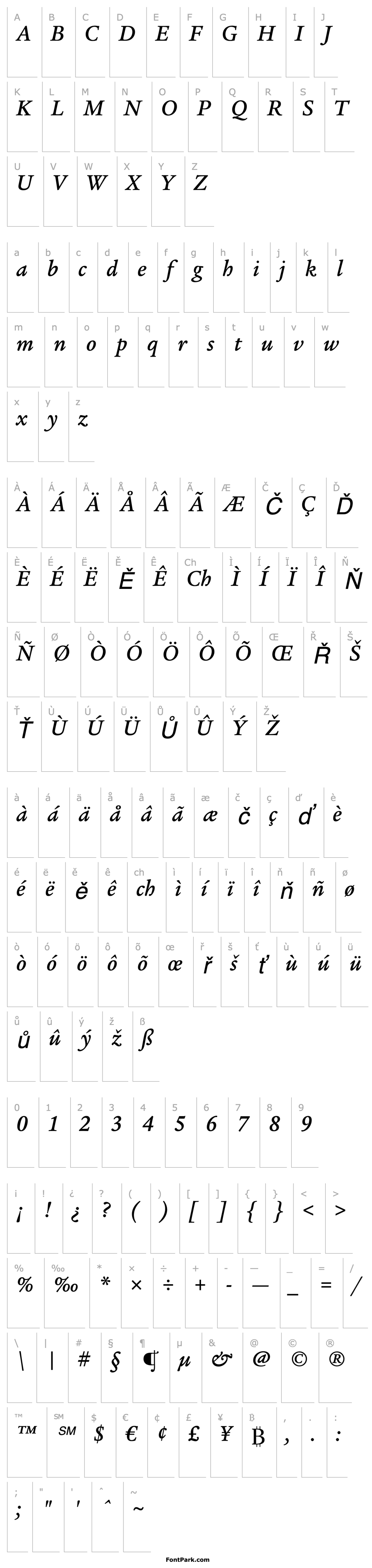 Přehled LegacySerifITCStd-MediumItalic