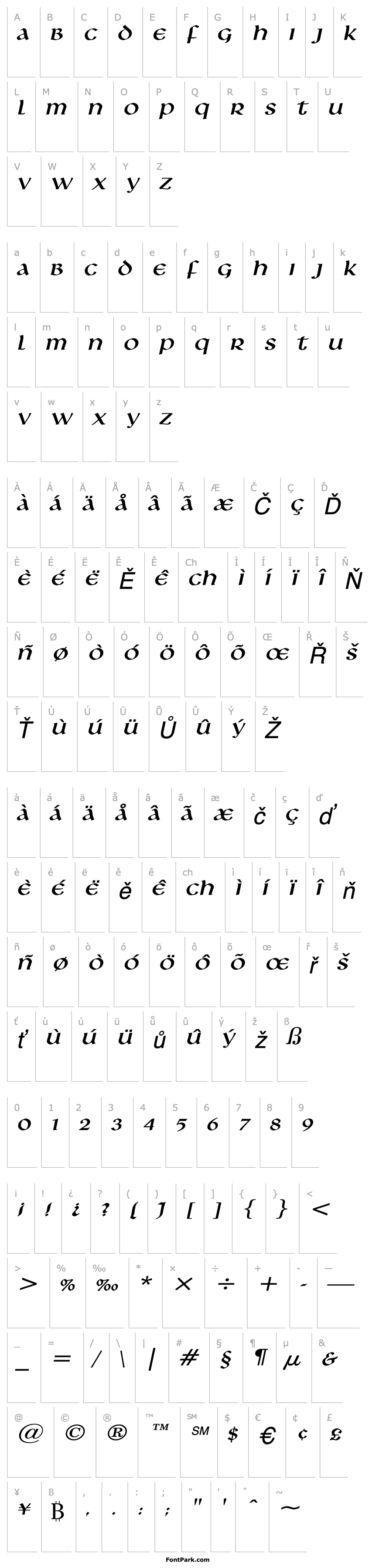 Přehled Leo Wide Italic