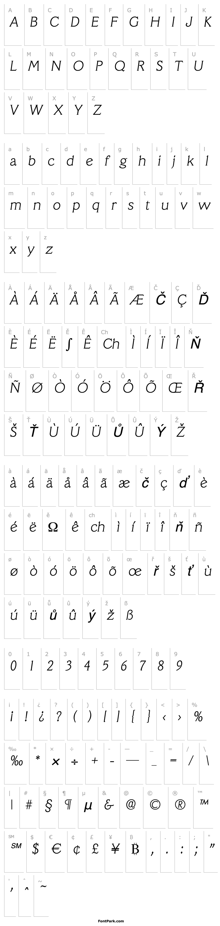 Přehled LeroyBecker-ExtraLight Italic