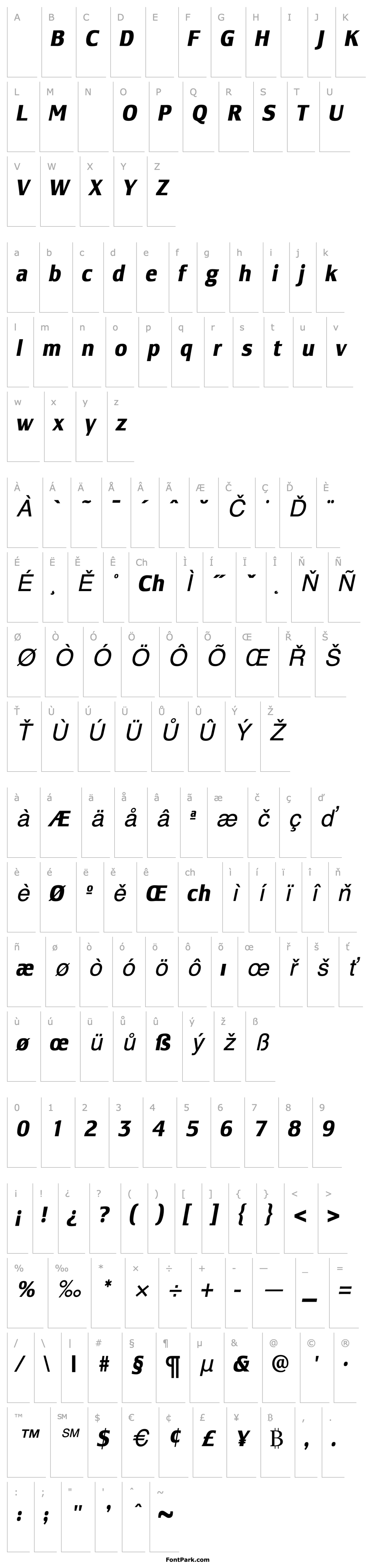 Overview LesmoreBoldCondensedItalic