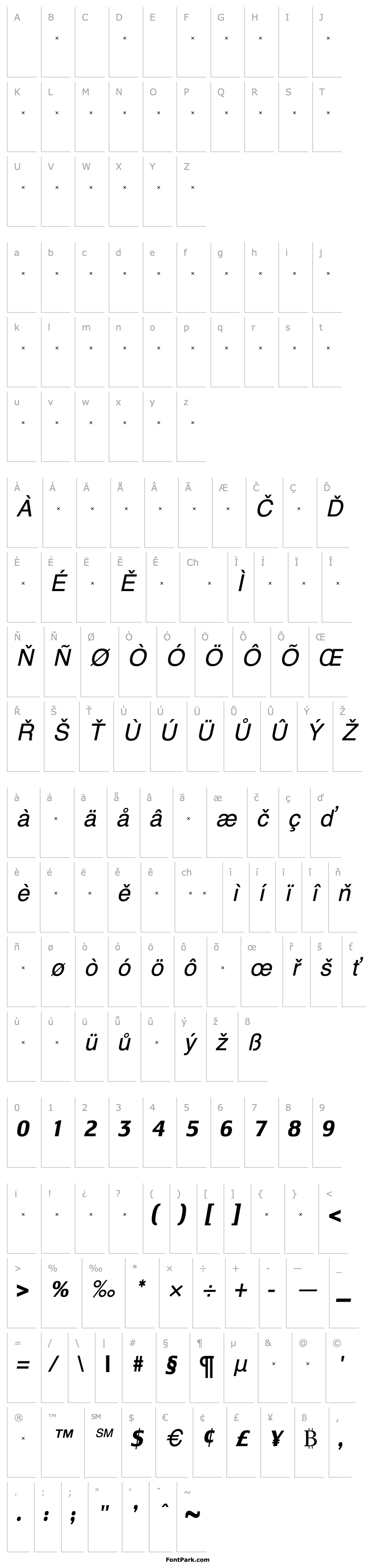 Overview LesmoreBoldCondensedItalicTab