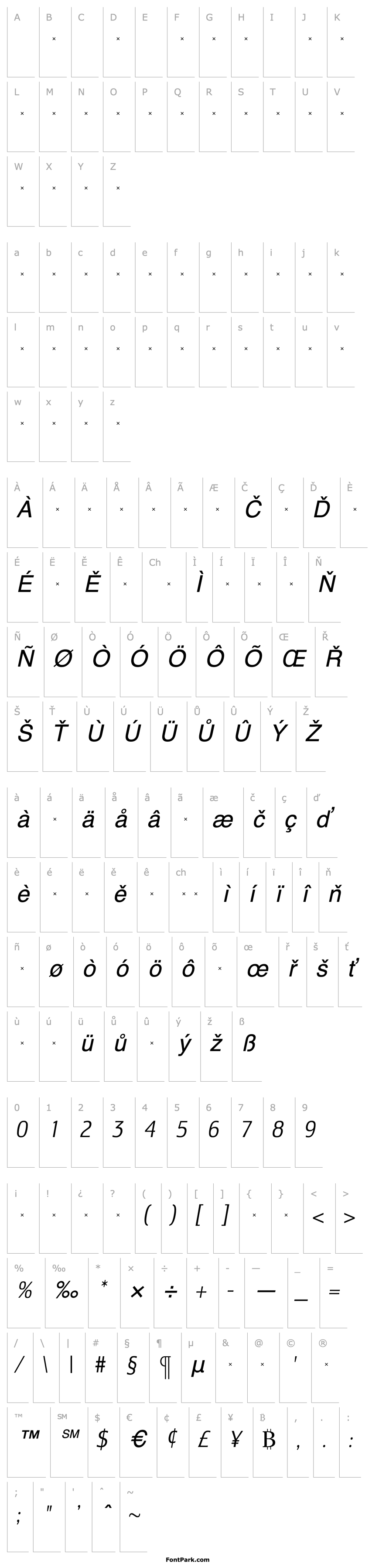 Overview LesmoreLightCondensedItalicTab