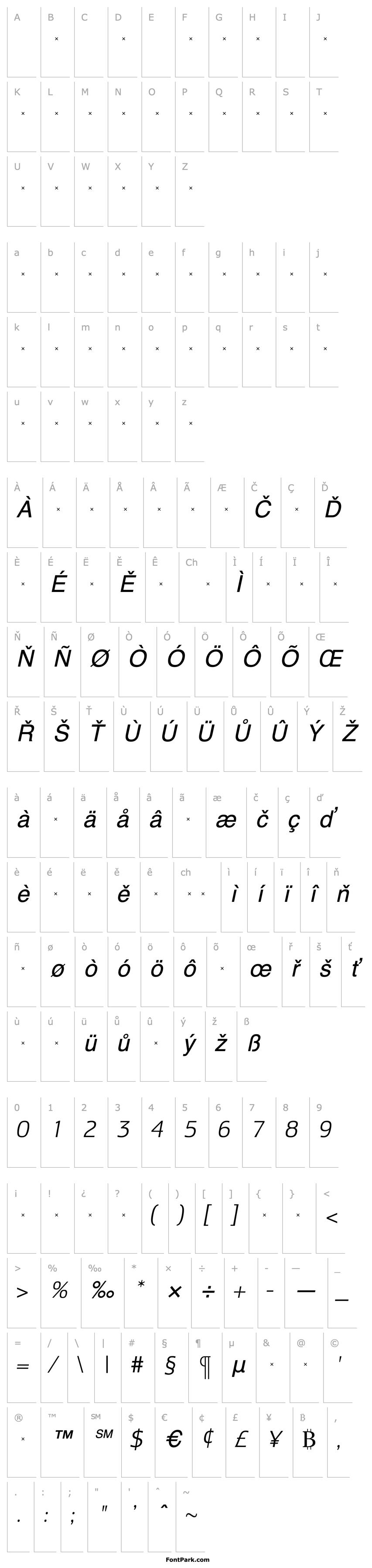 Overview LesmoreLightItalicTab