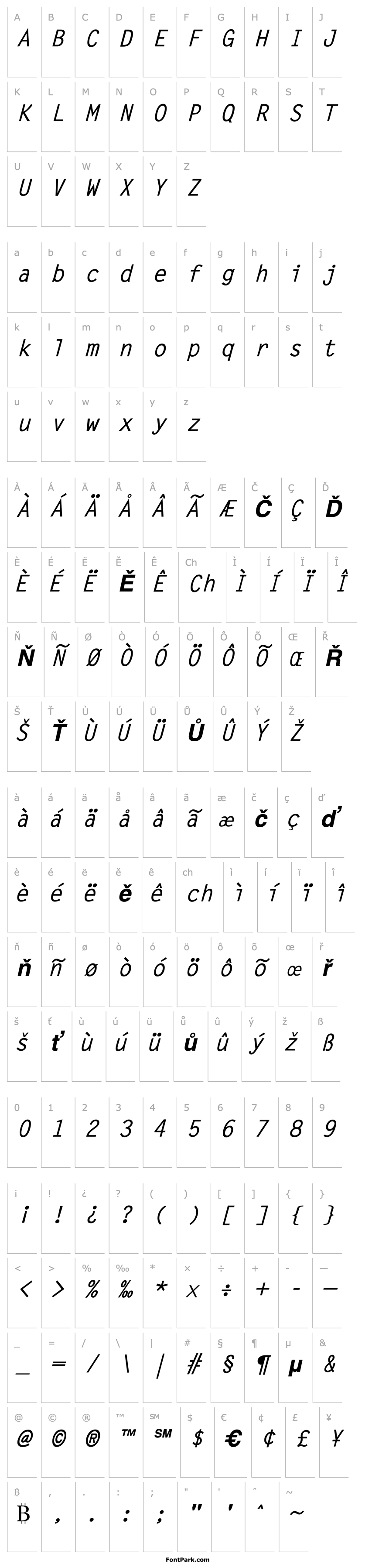 Přehled LetraSans Bold Italic