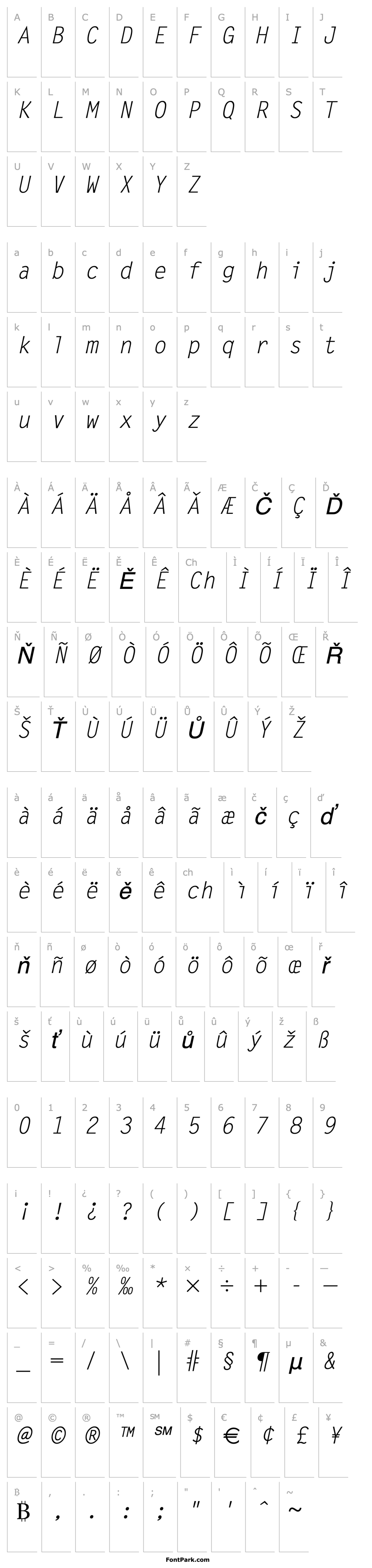 Přehled Letter_Becker_Regular_Italic