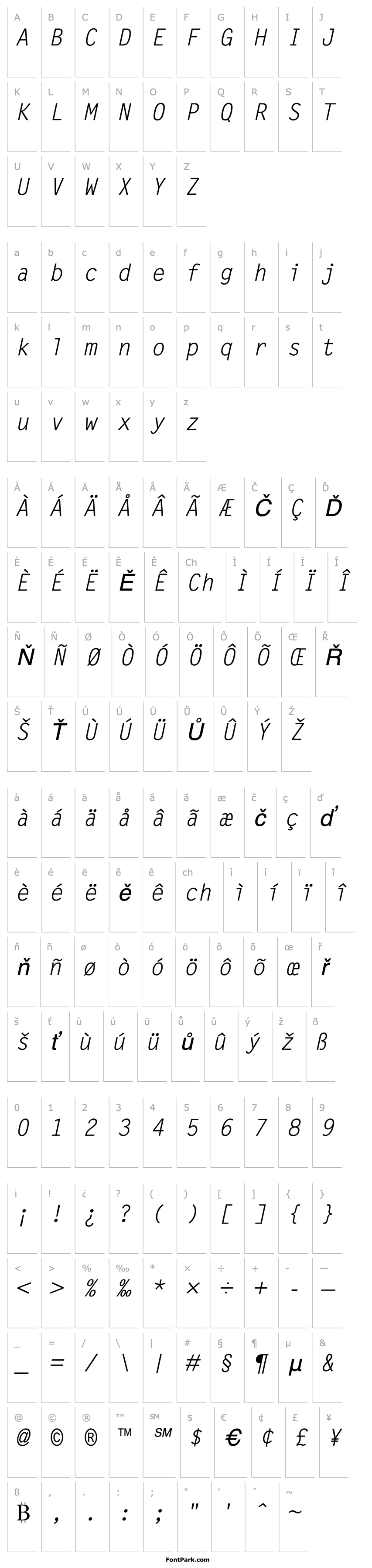 Overview Letter Gothic MT Oblique