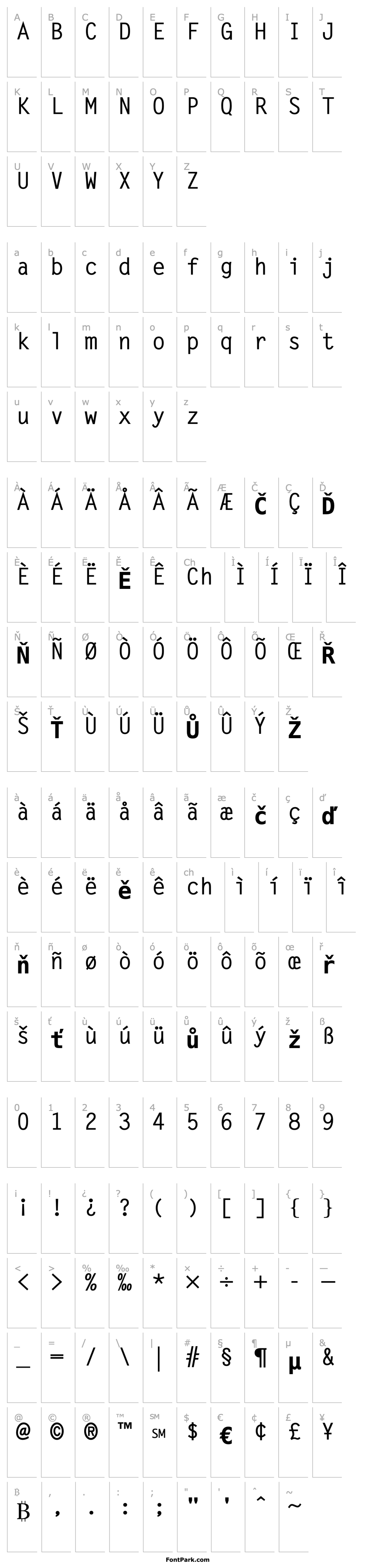 Přehled LetterGothic-Bold