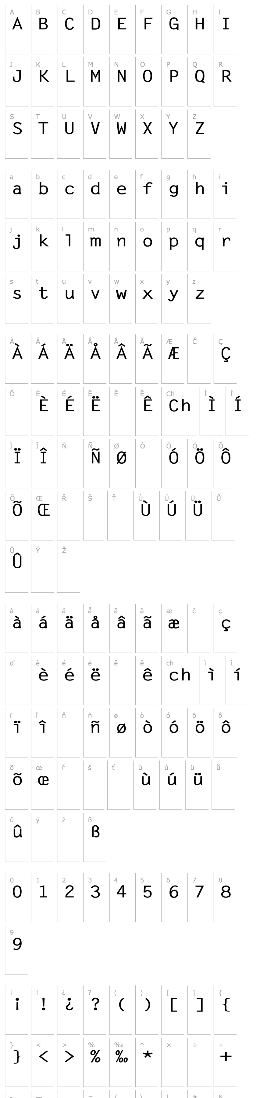 Přehled LetterGothic-Bold Wd