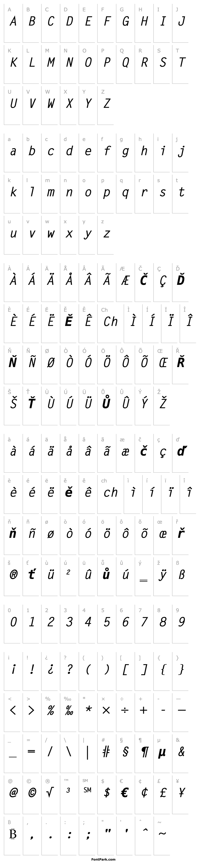 Overview LetterGothic-BoldSlanted