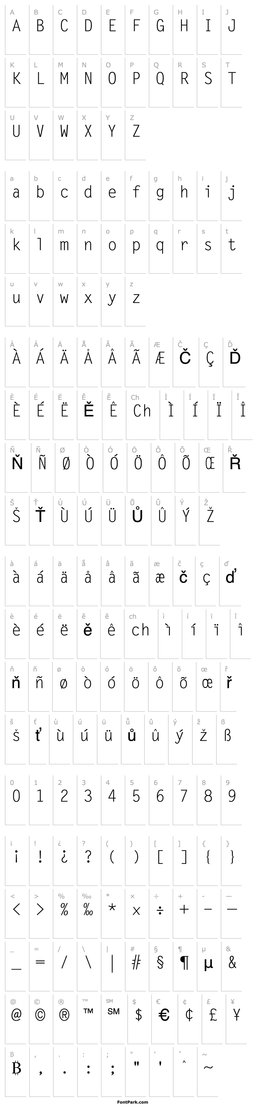 Přehled LetterGothic Regular