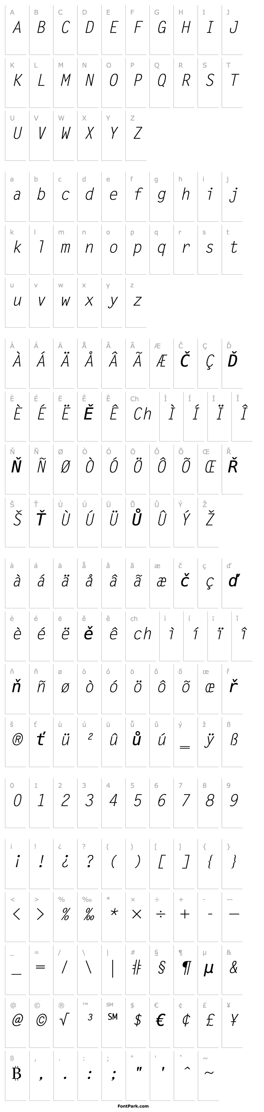 Overview LetterGothic-Slanted