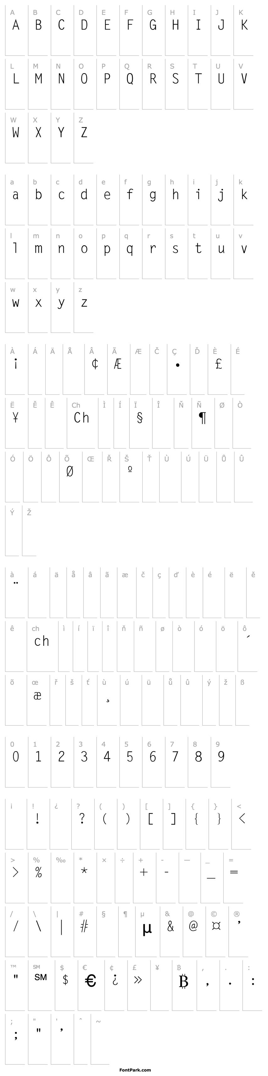 Přehled LetterGothic-Thin