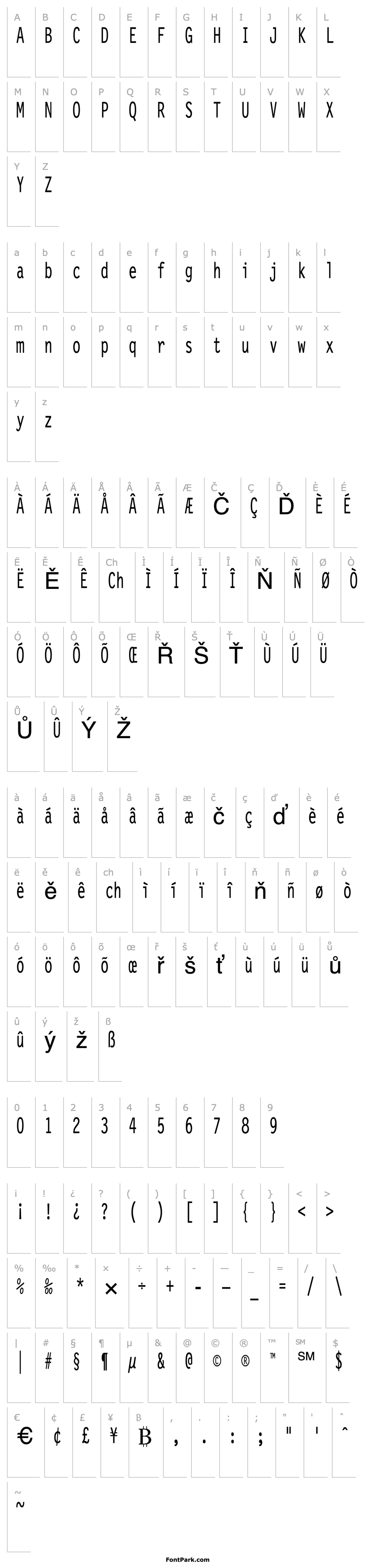 Přehled LetterGothicCondensed