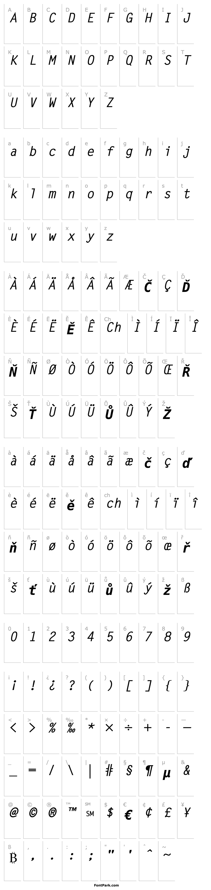 Overview LetterGothicSlanted-Bold