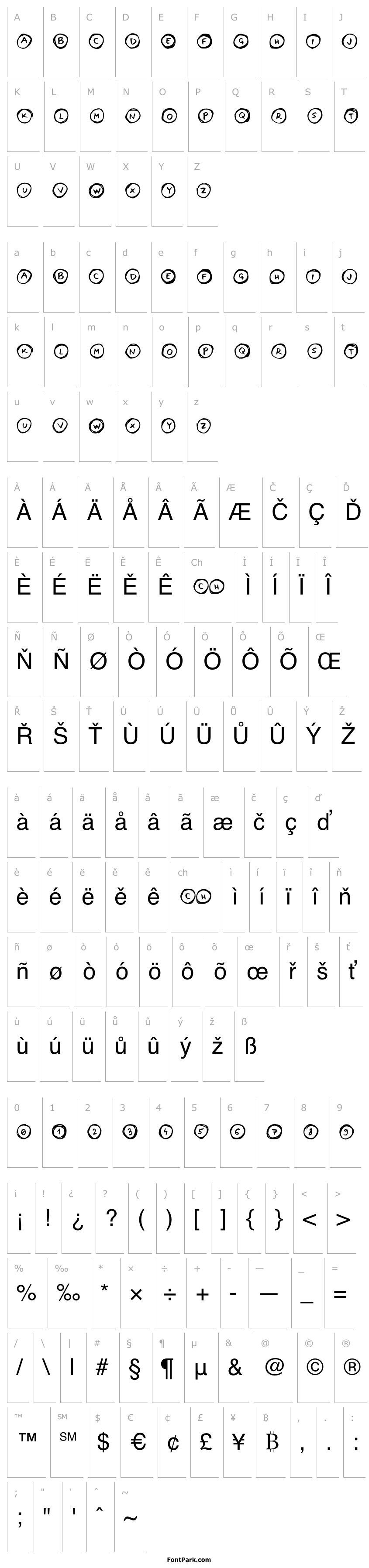 Přehled Letters in Circles Regular