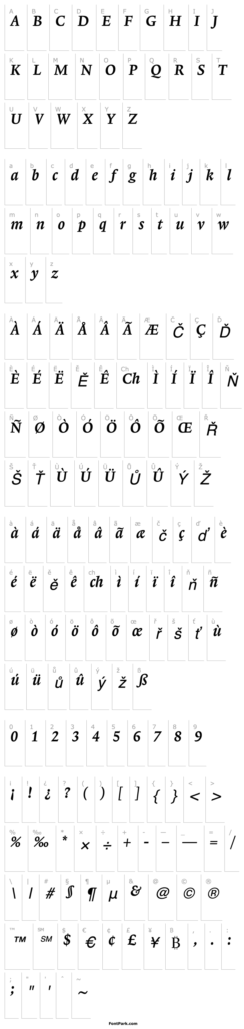 Přehled Lexicon No1 Italic C Tab