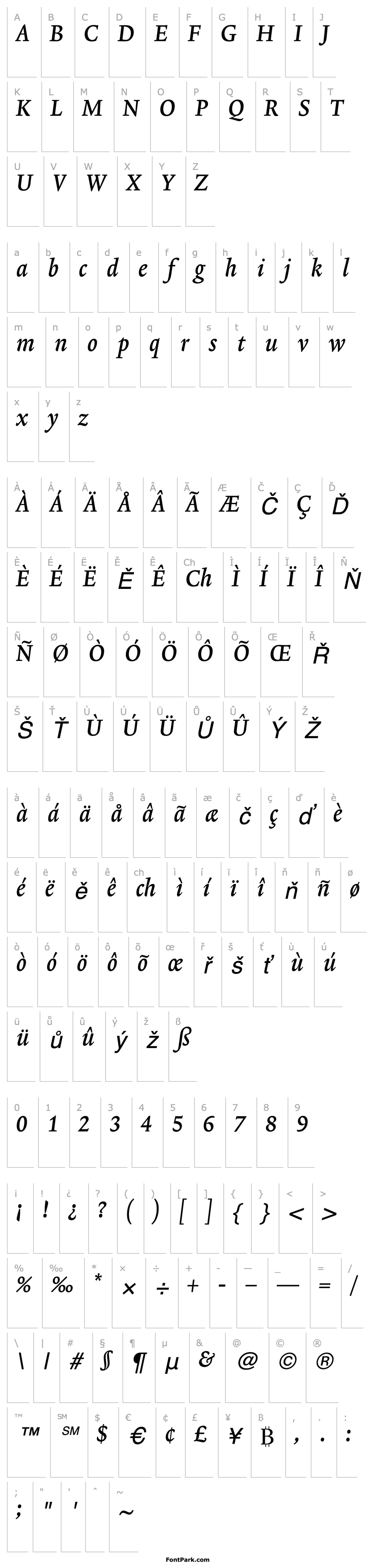 Přehled Lexicon No2 Italic B Tab