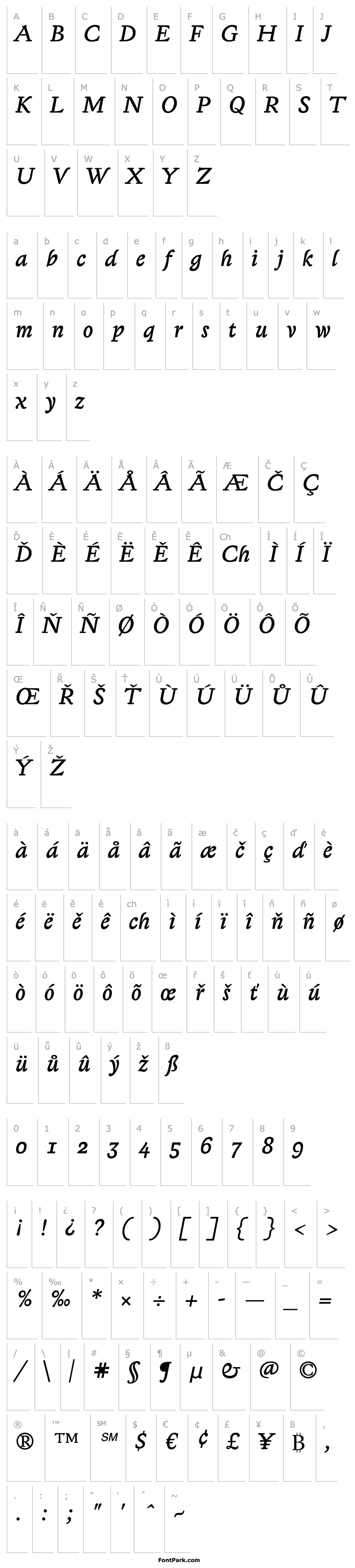 Přehled LexiconGothic-Italic