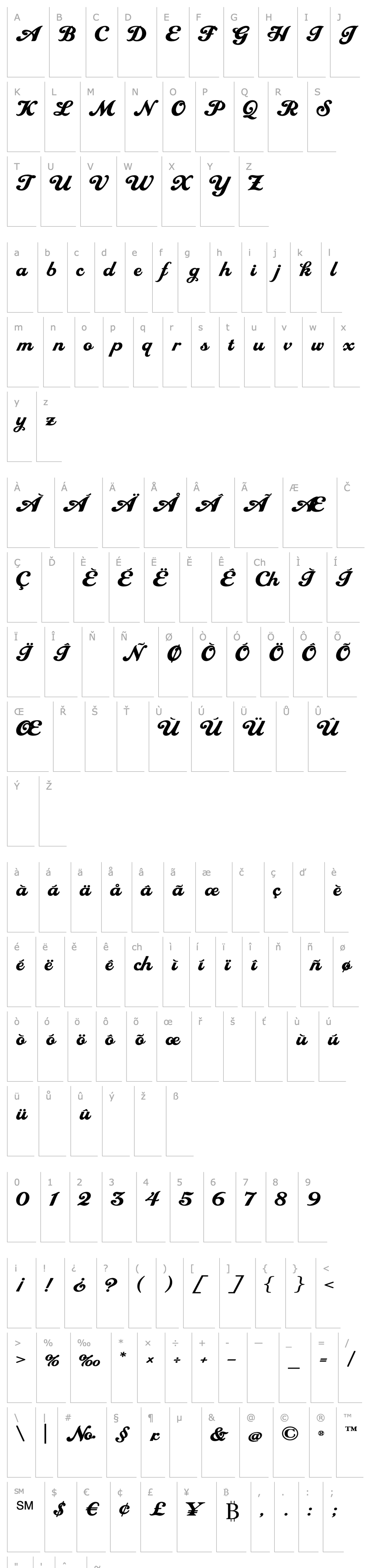 Overview LHF Royal Script Extended