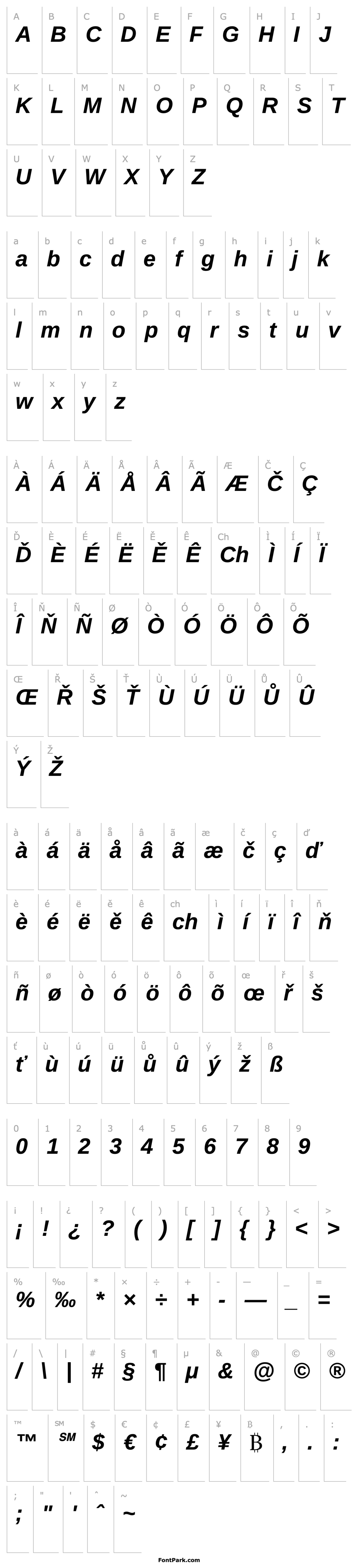 Overview Liberation Sans Bold Italic