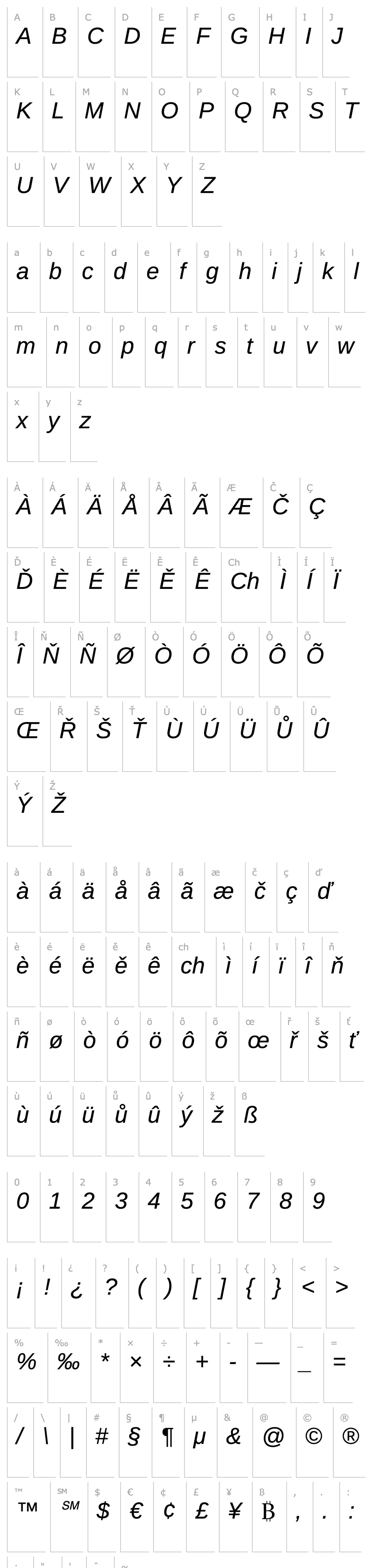 Overview Liberation Sans Italic