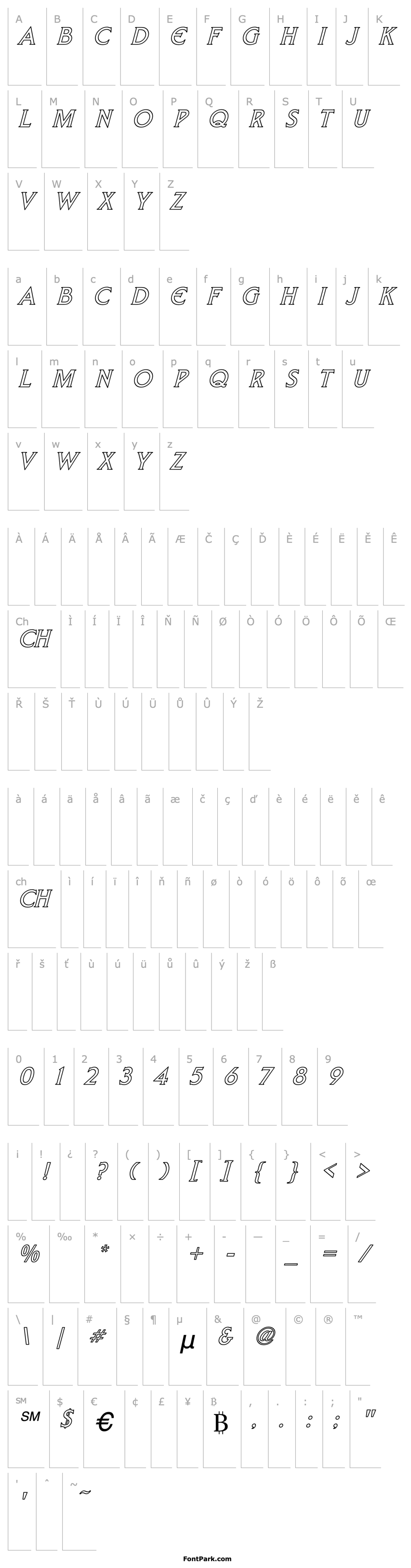 Přehled Liberty Hollow Italic