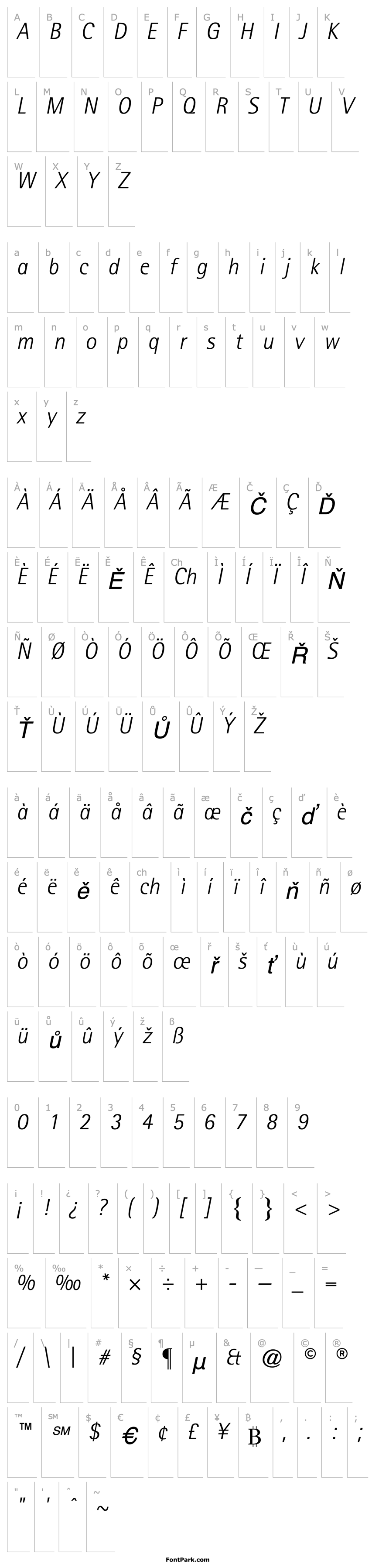 Přehled Libre SemiSans Light SSi Light Italic