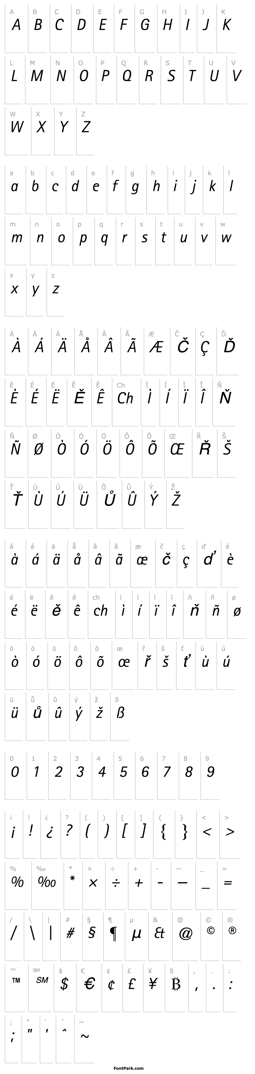 Přehled LibreSansSerifSSK Italic