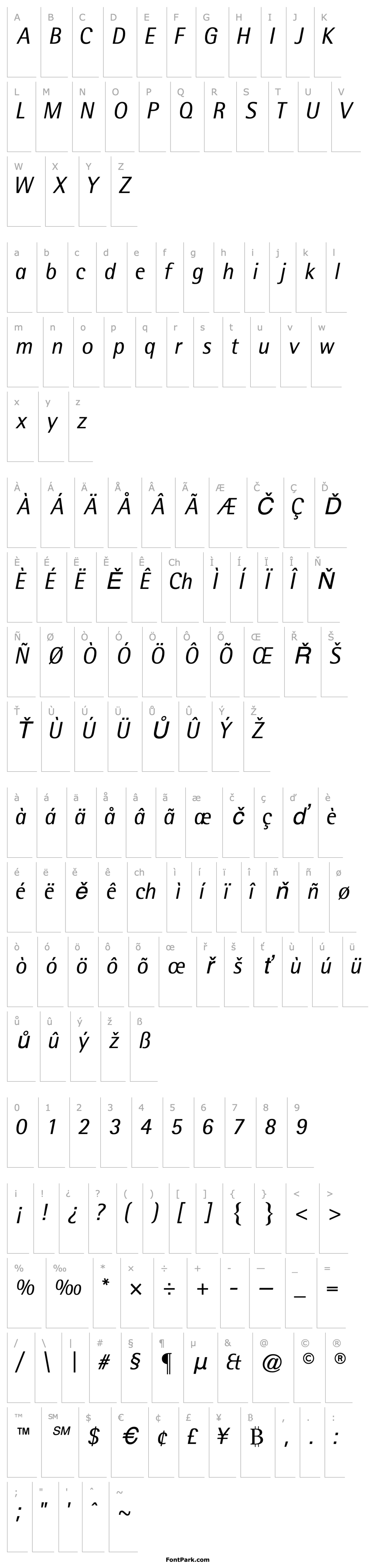 Přehled LibreSemiSansSSK Italic