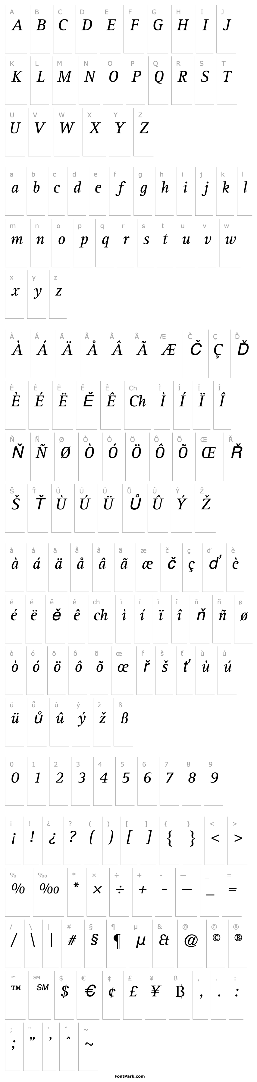 Přehled LibreSerifSSK Italic