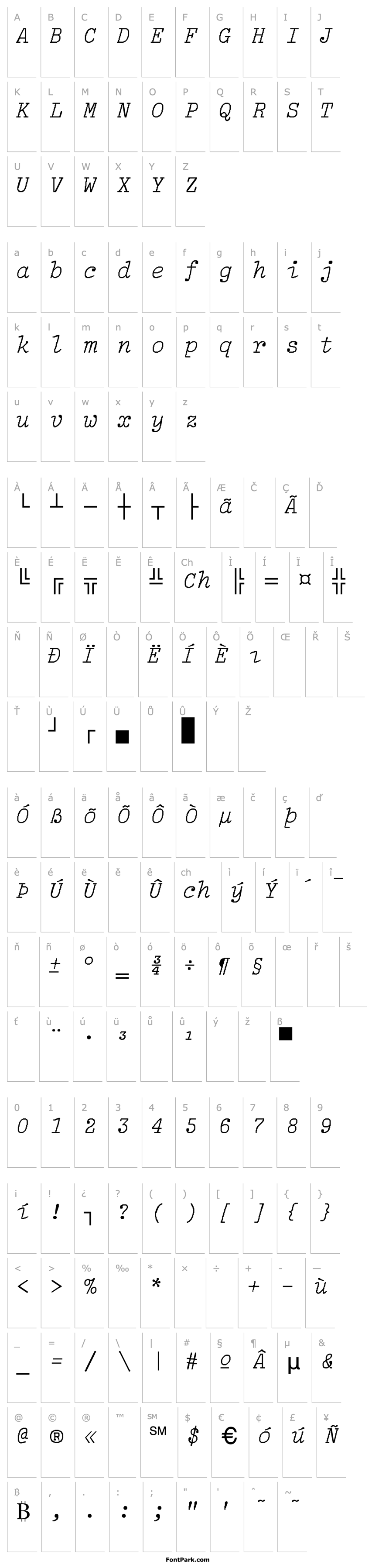 Přehled LightItalic-Lig