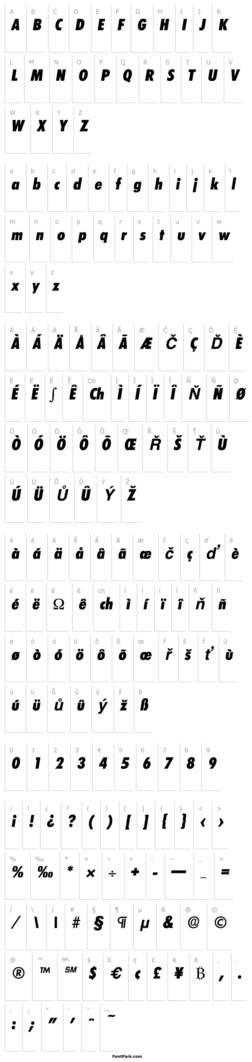 Overview LimerickCond-Serial-ExtraBold-RegularItalic