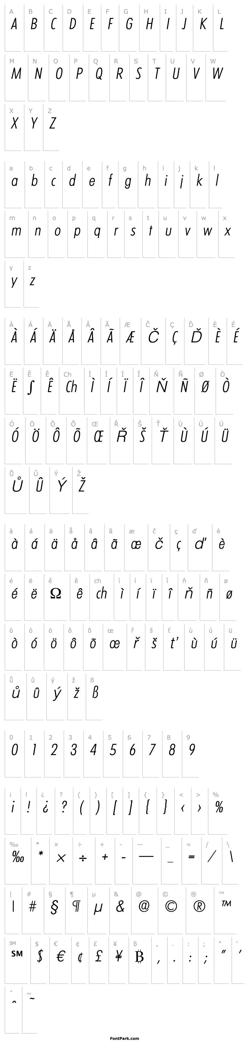 Přehled LimerickCond-Serial-Light-RegularItalic