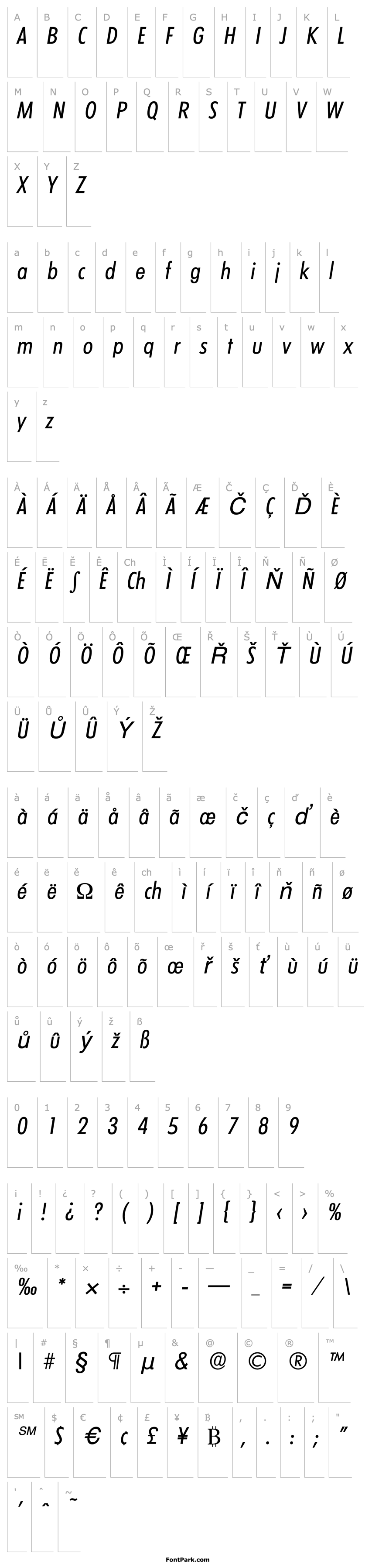 Přehled LimerickCond-Serial-RegularItalic