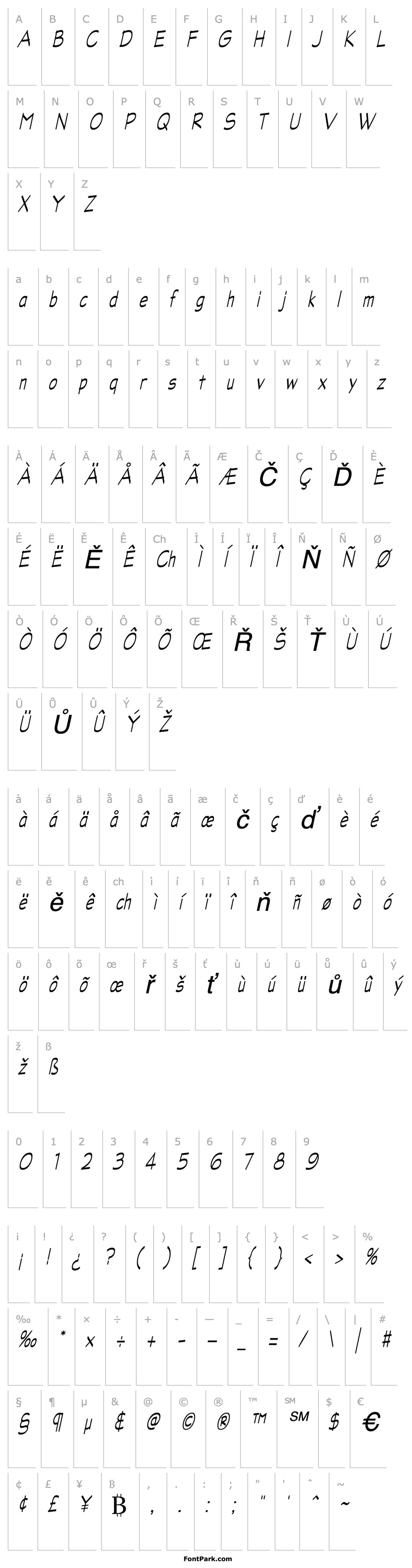 Přehled LincoyaScriptSSK Italic