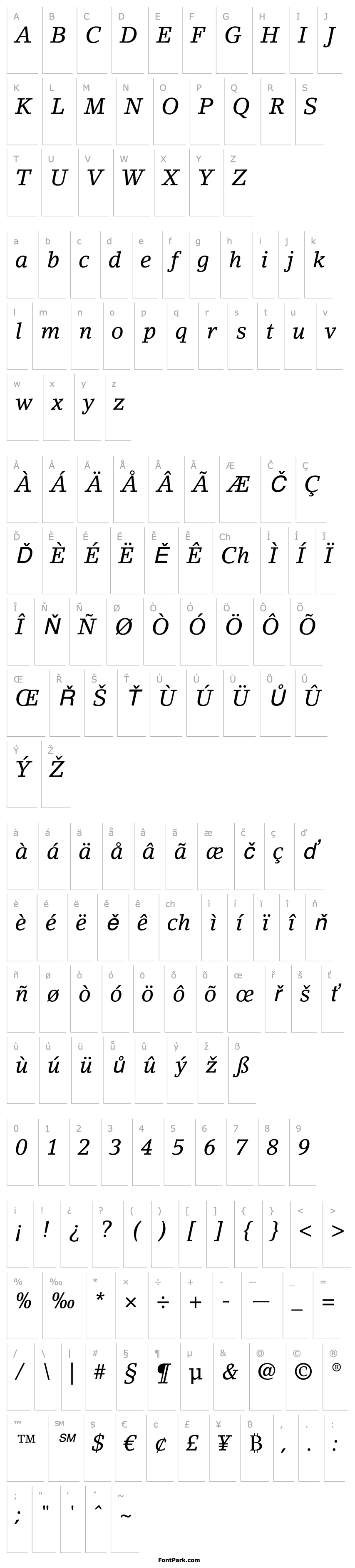 Overview Lino Letter LT Italic