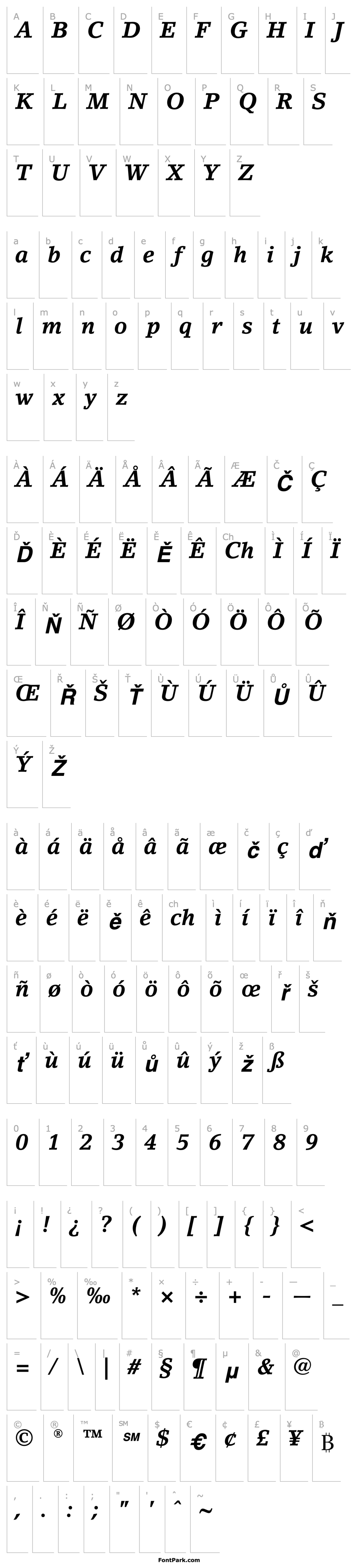 Overview LinoLetter-Bold Italic