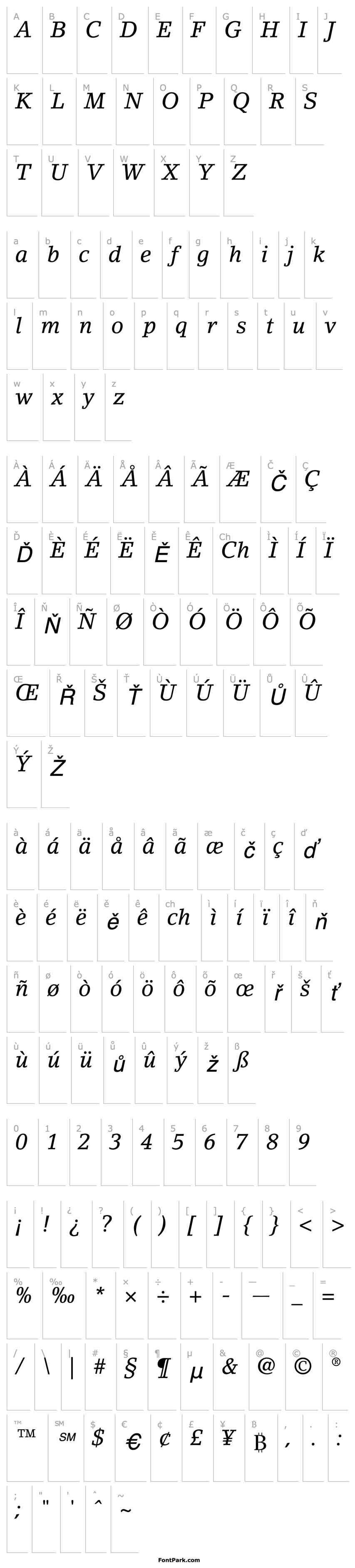 Overview LinoLetter-Italic