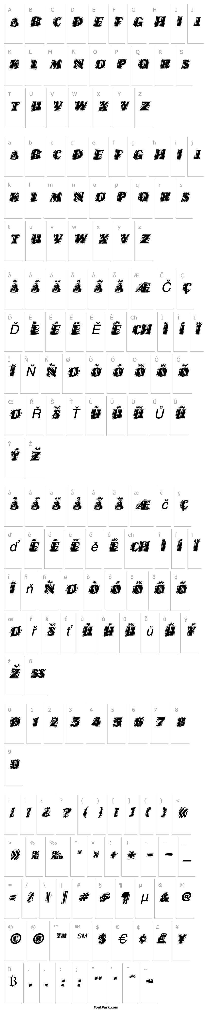 Přehled LinoLetterCutRagged Italic