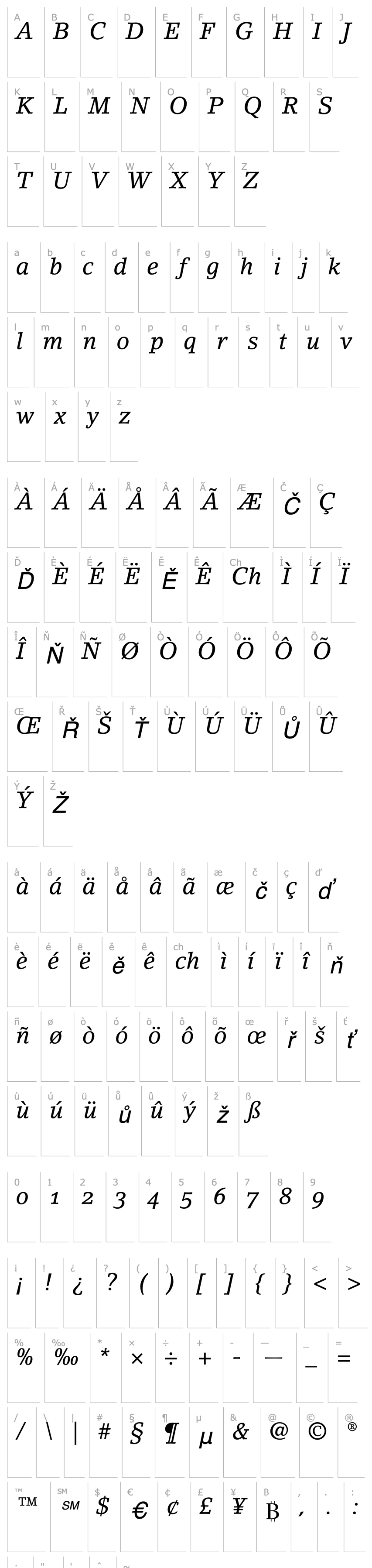 Overview LinoLetterOldstyleFigures-Italic