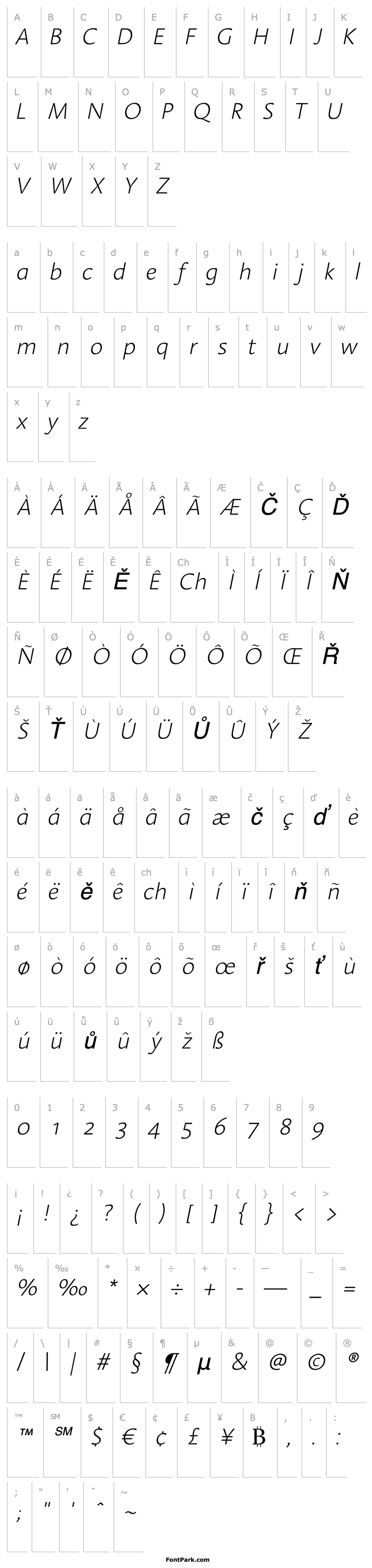 Overview Linotype Aroma ExtraLight Italic