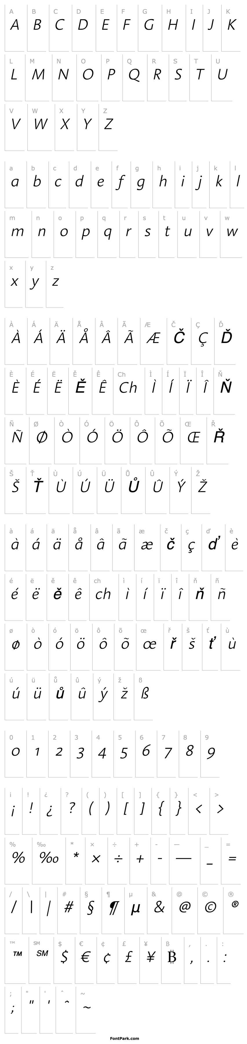 Overview Linotype Aroma Light Italic