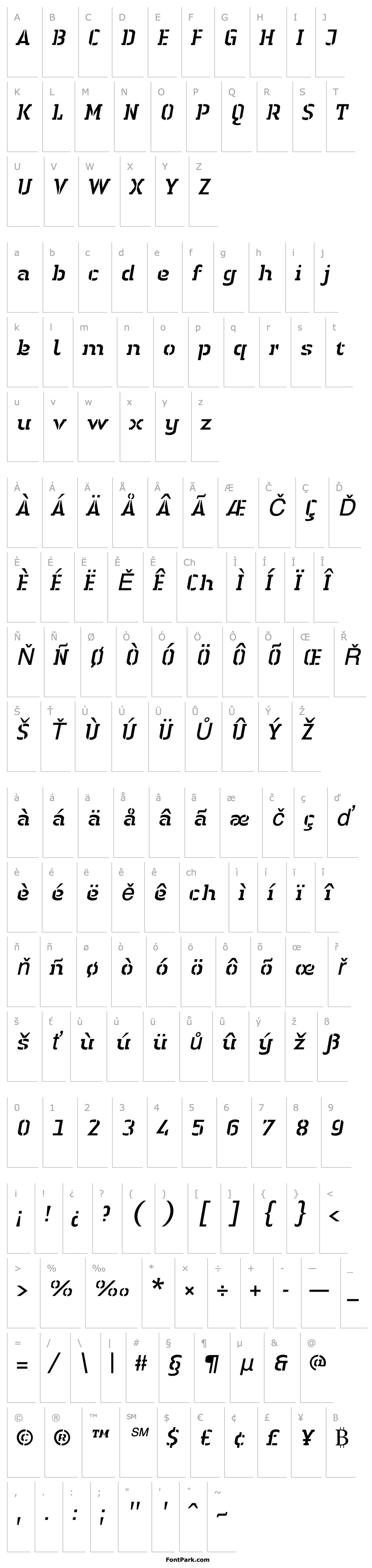 Overview Linotype Authentic Stencil Italic