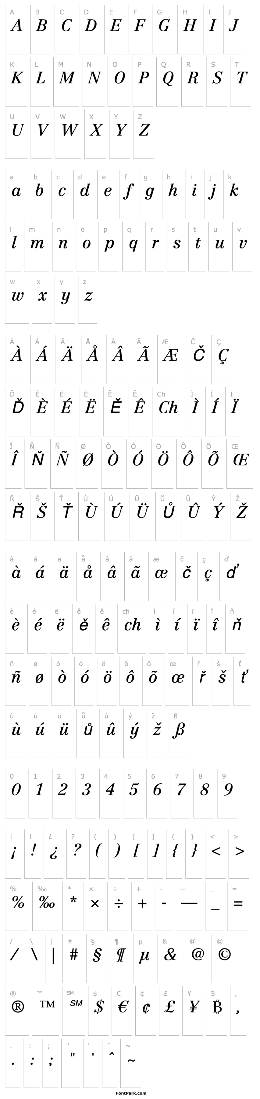 Overview Linotype Centennial LT 56 Italic