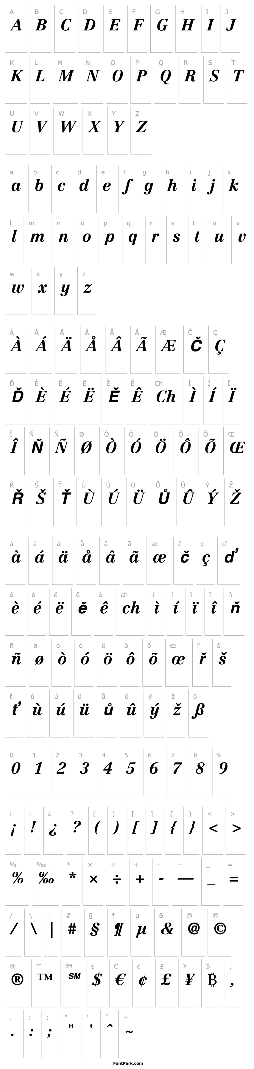 Overview Linotype Centennial LT 76 Bold Italic