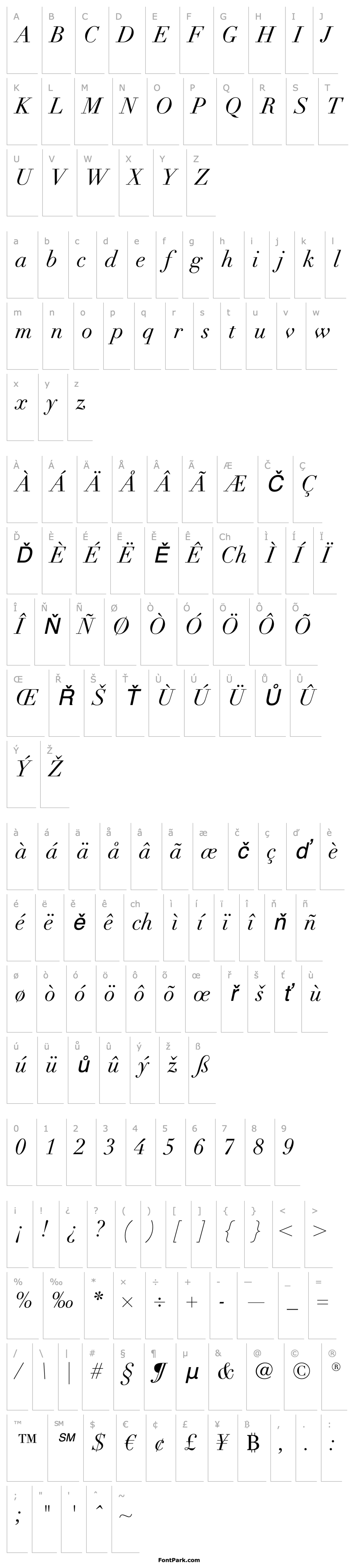 Overview Linotype Didot LT Italic