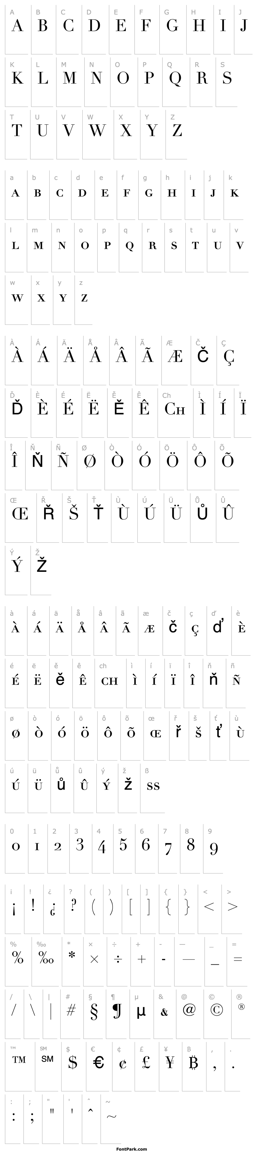 Přehled Linotype Didot Roman Small Caps & Oldstyle Figures