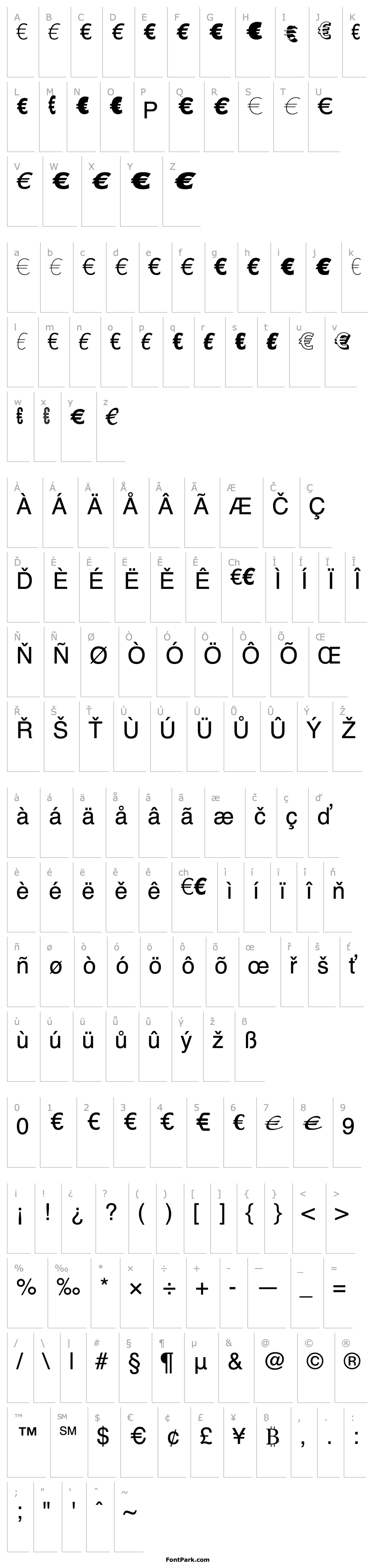 Overview Linotype EuroFont G to P